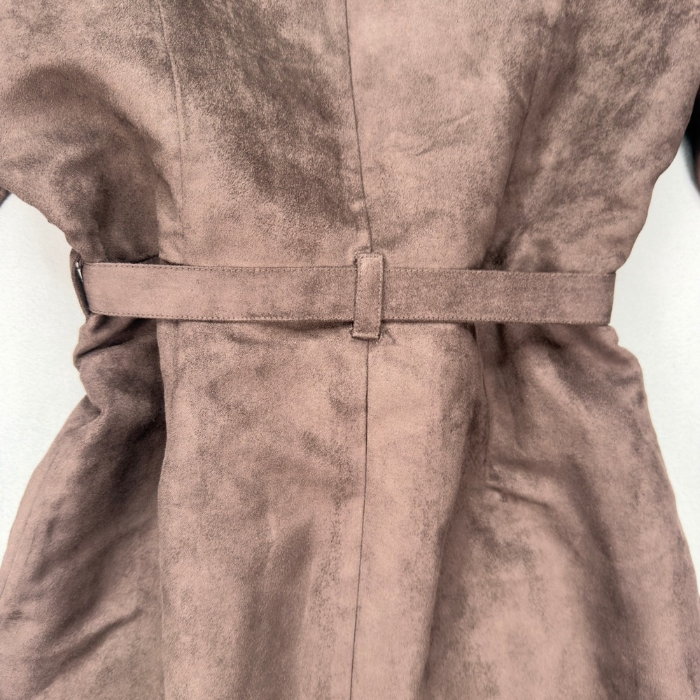 Banana Republic LS Vegan Suede Costa Coffee Dress 10 Petite Brown - Picture 11 of 14